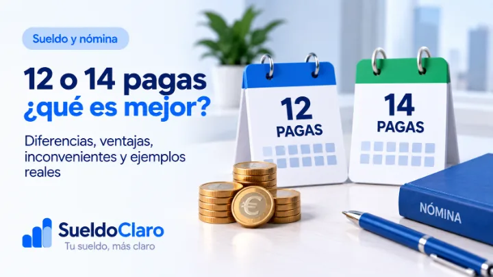 Ilustración comparando el reparto de una nómina en 12 y en 14 pagas